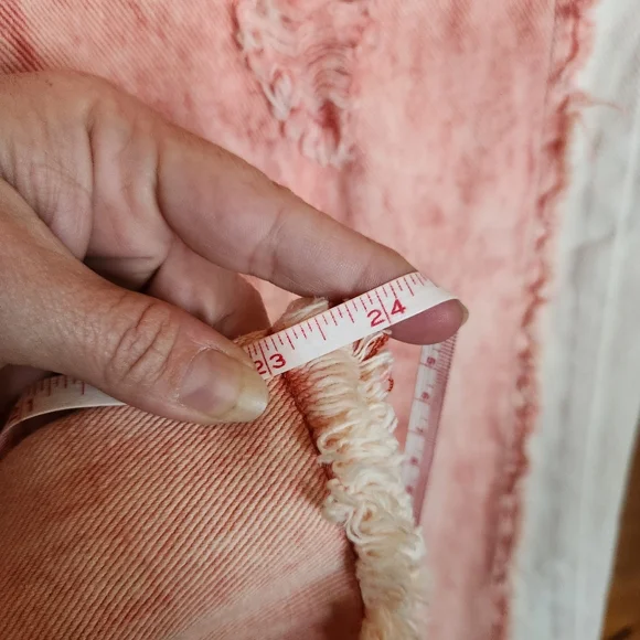 POL 💜 NWT Acid Wash Red White Straight Crop Distressed Jeans Grunge Boho S X24" - Picture 8 of 13